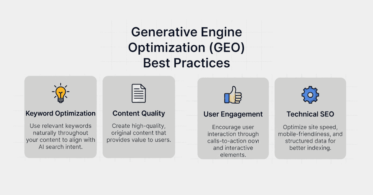 Conceptual illustration of AI engines processing web content into generative answers