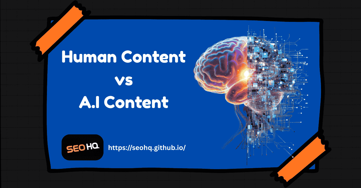 Illustration comparing human brain creativity with AI algorithms in content creation