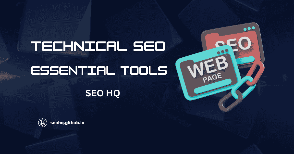 Illustration of SEO tools including meta tags, keyword analysis, sitemaps, and robots.txt